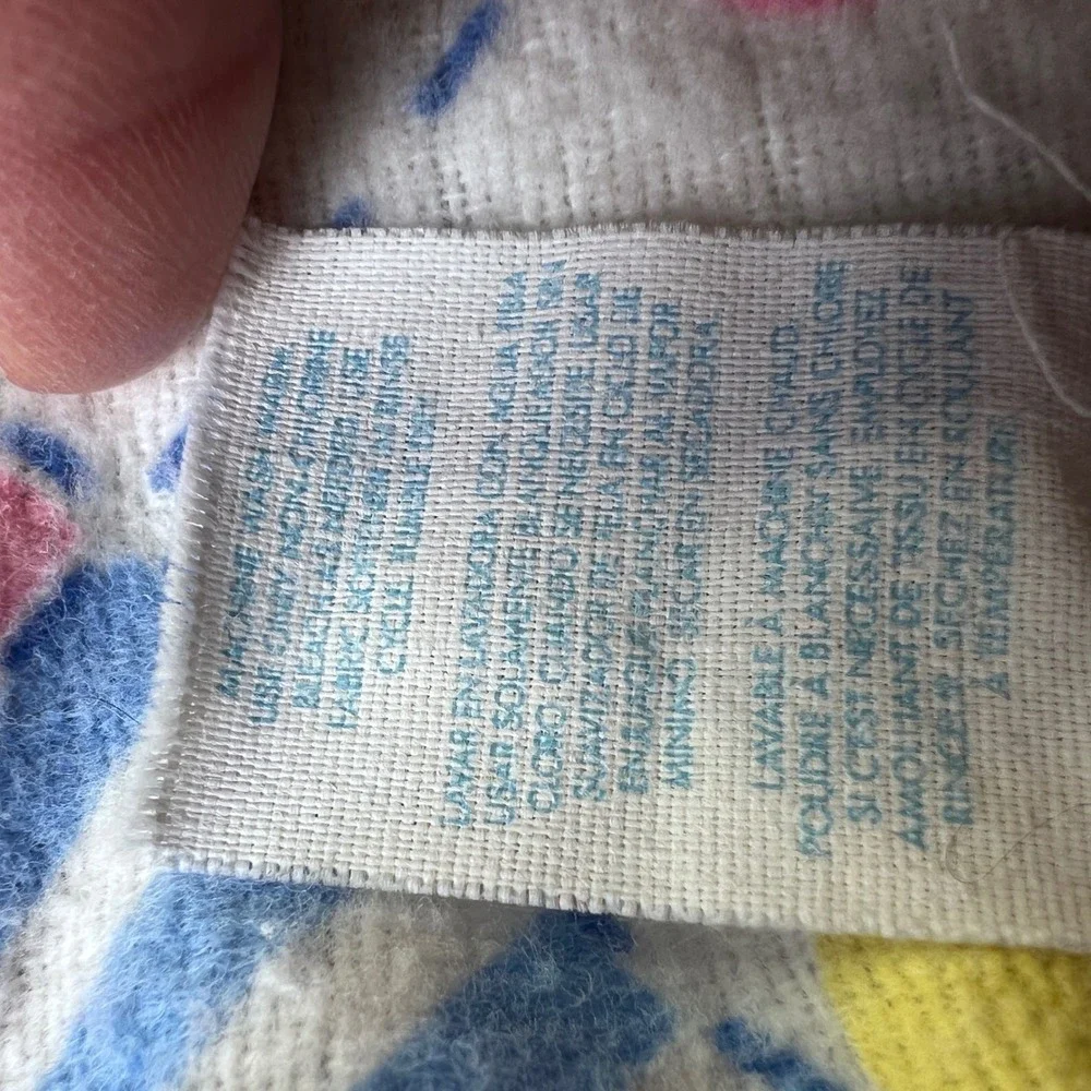Vintage Riegel Baby Blanket Cotton Flannel Teddy Bear Pastel Patchwork 27x26